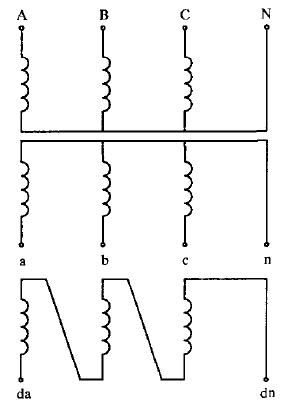 有一個(gè)剩余電壓繞組的三相電壓互感器