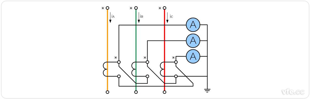 三相完全角形電流互感器接線圖